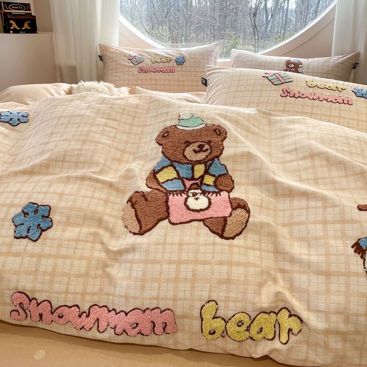 91家纺网 家纺一手货源 找家纺 （总）乐美家纺 2026新款春夏软萌全棉毛巾绣系列四件套