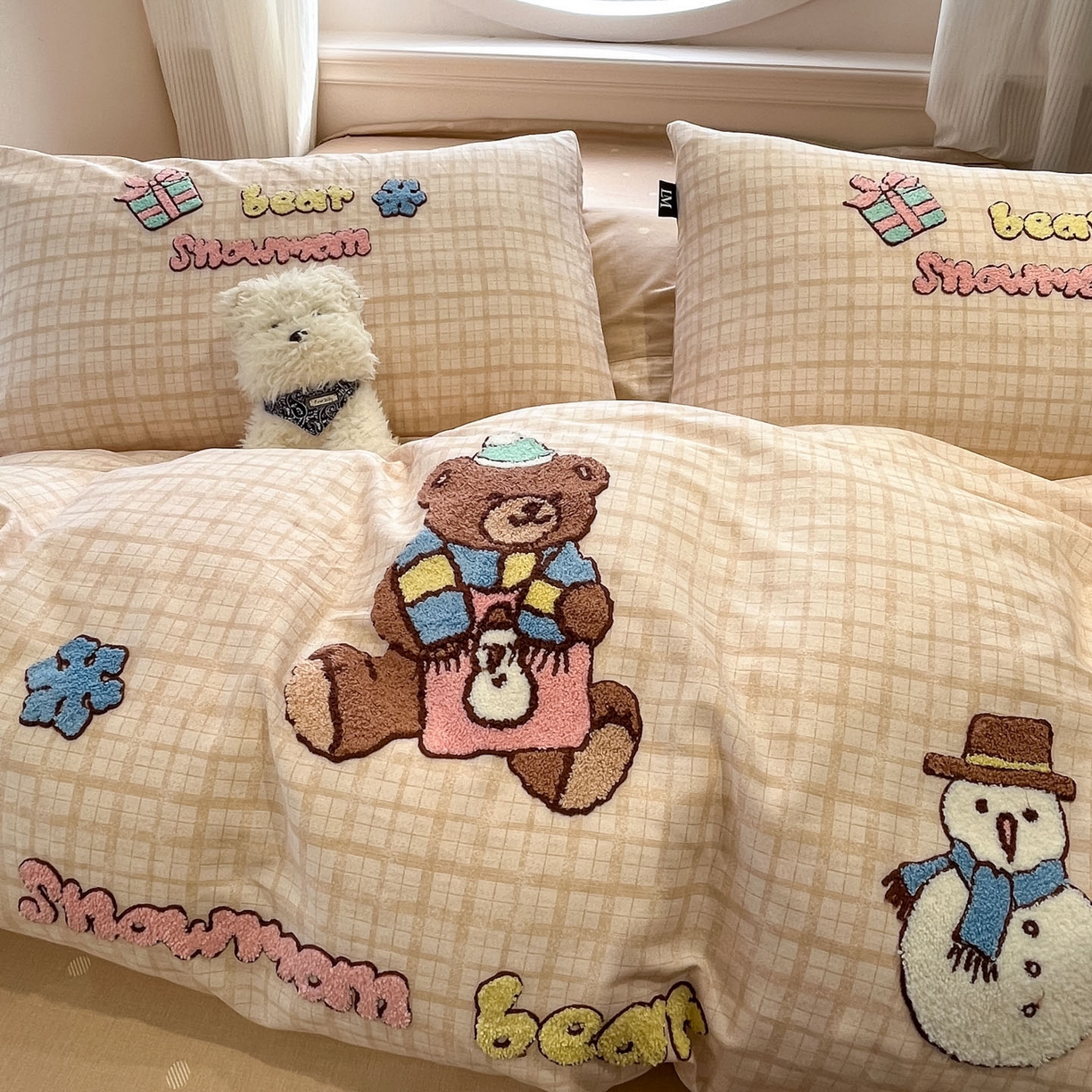 91家纺网 家纺一手货源 找家纺 （总）乐美家纺 2026新款春夏软萌全棉毛巾绣系列四件套