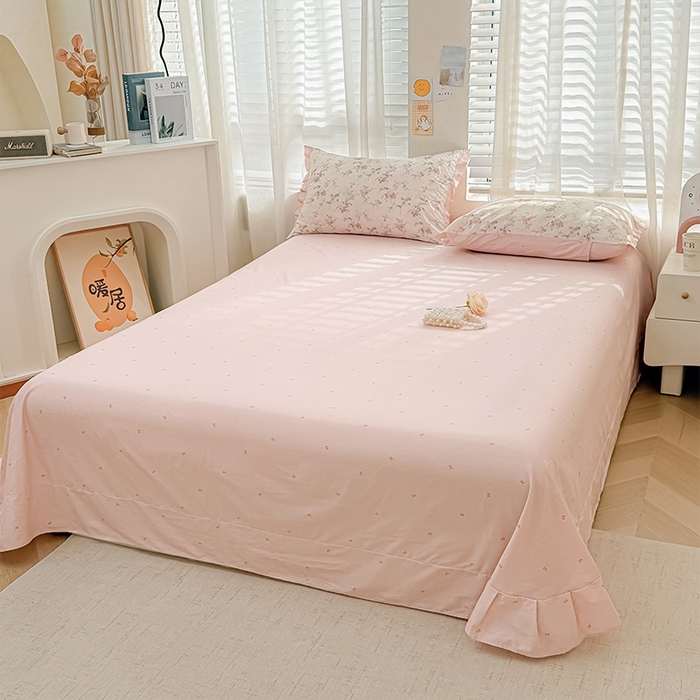 91家纺网 家纺一手货源 找家纺 帛美家纺 2026新款全棉花边款印花四件套 月下笛