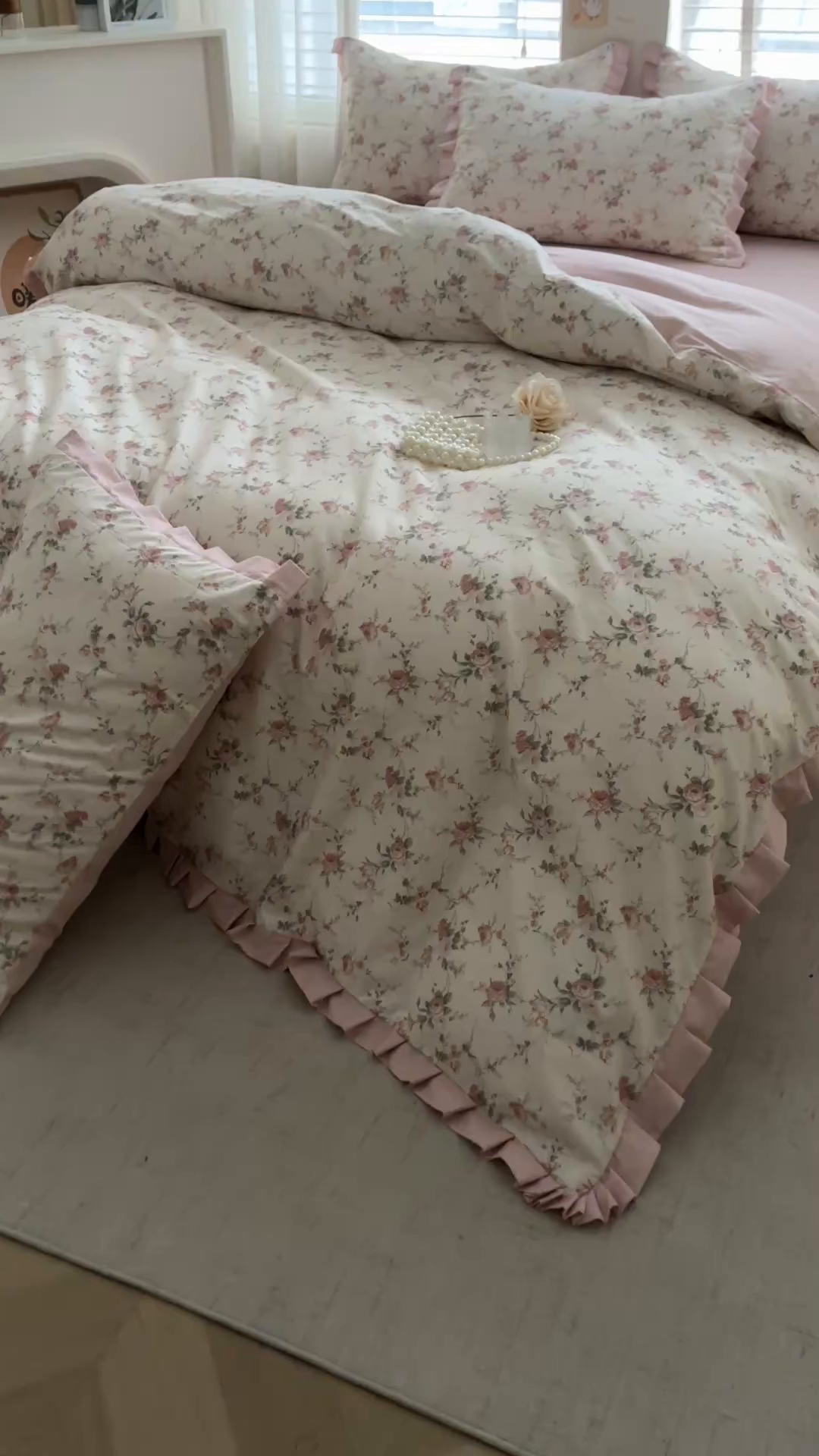 91家纺网 家纺一手货源 找家纺 帛美家纺 2026新款全棉花边款印花四件套 月下笛