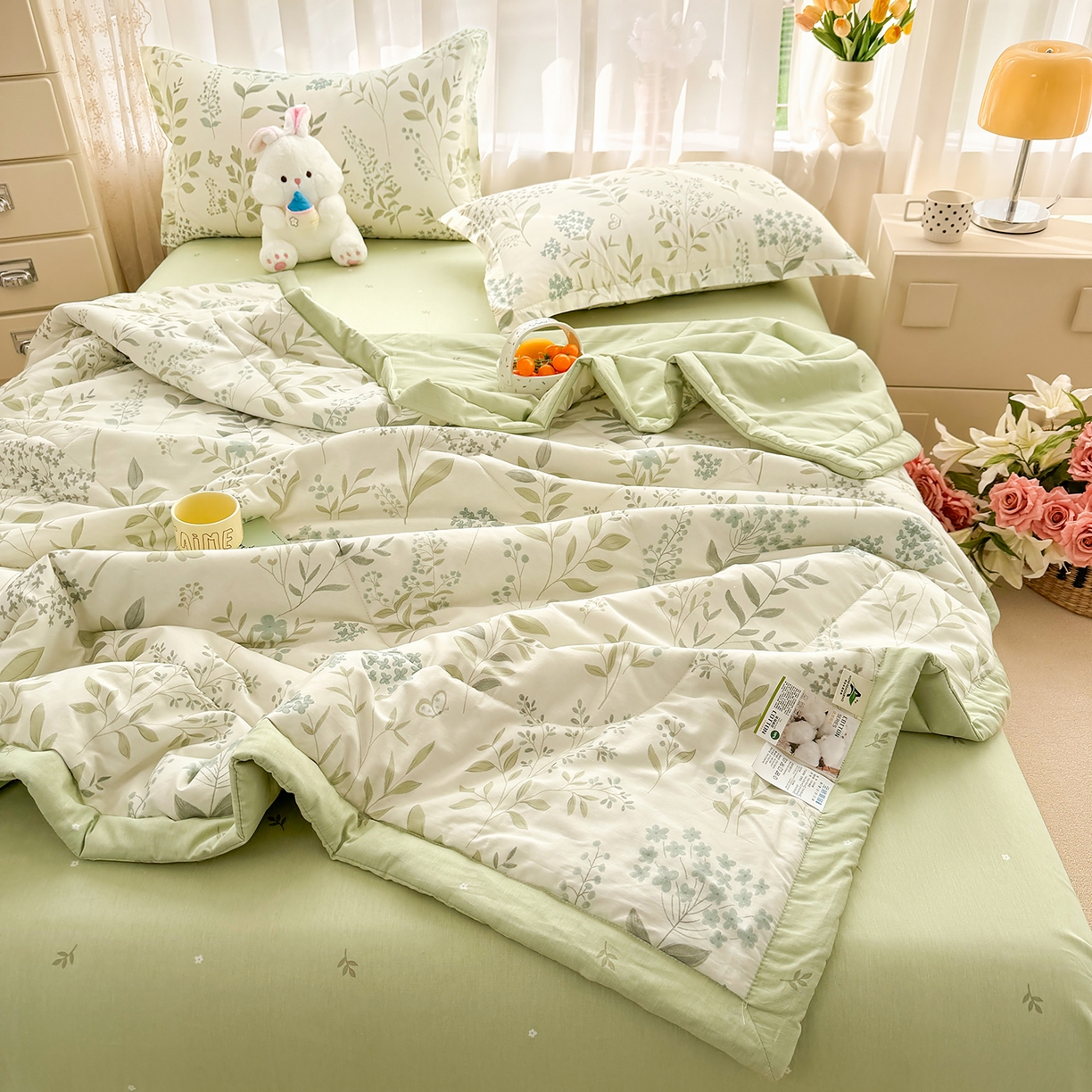 91家纺网 家纺一手货源 找家纺 （总）寝美资家居 2026新款A类里外全棉夏凉被四件套-风格一