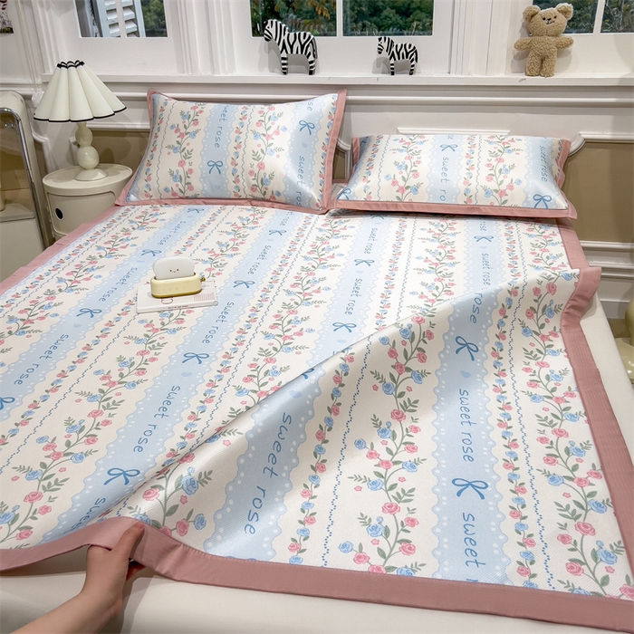 91家纺网 家纺一手货源 找家纺 布凡家居 2026新款卡通冰丝印花凉席 花藤