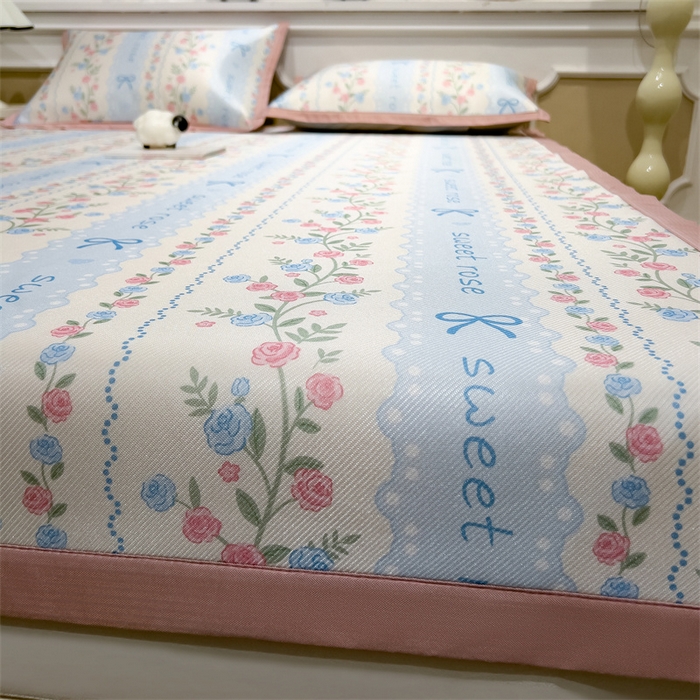 91家纺网 家纺一手货源 找家纺 布凡家居 2026新款卡通冰丝印花凉席 花藤