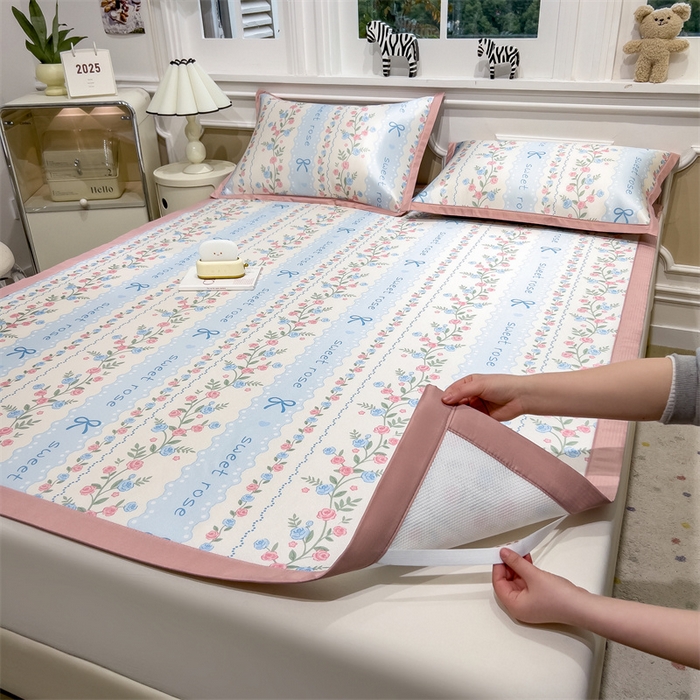 91家纺网 家纺一手货源 找家纺 布凡家居 2026新款卡通冰丝印花凉席 花藤