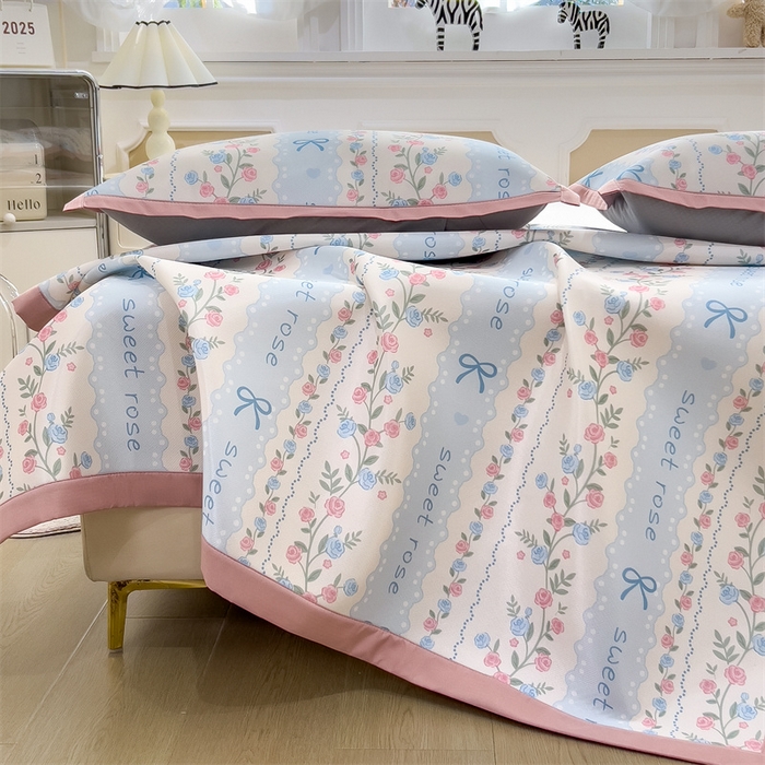 91家纺网 家纺一手货源 找家纺 布凡家居 2026新款卡通冰丝印花凉席 花藤