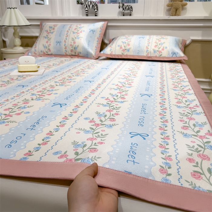 91家纺网 家纺一手货源 找家纺 布凡家居 2026新款卡通冰丝印花凉席 花藤