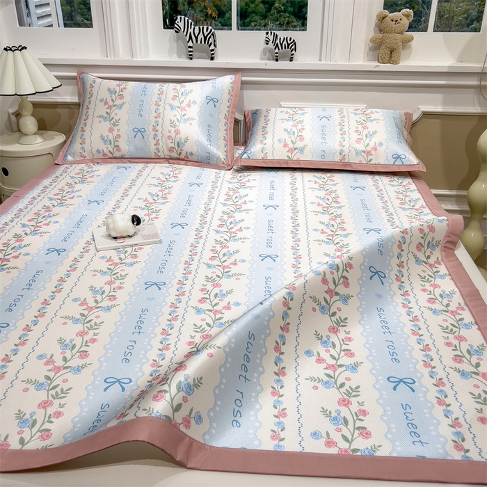 91家纺网 家纺一手货源 找家纺 布凡家居 2026新款卡通冰丝印花凉席 花藤