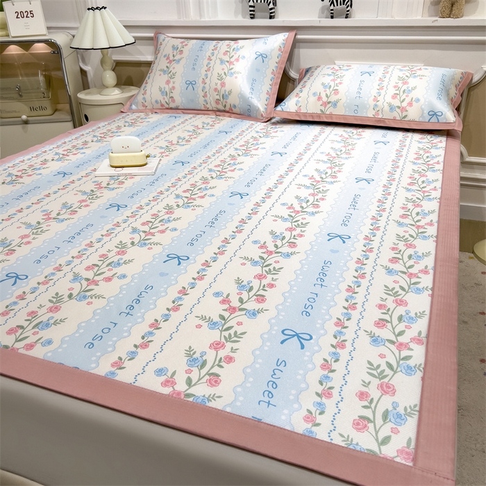 91家纺网 家纺一手货源 找家纺 布凡家居 2026新款卡通冰丝印花凉席 花藤