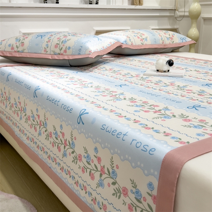 91家纺网 家纺一手货源 找家纺 布凡家居 2026新款卡通冰丝印花凉席 花藤