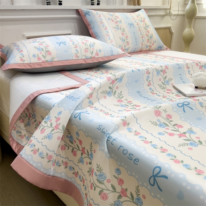 91家纺网 家纺一手货源 找家纺 布凡家居 2026新款卡通冰丝印花凉席 花藤