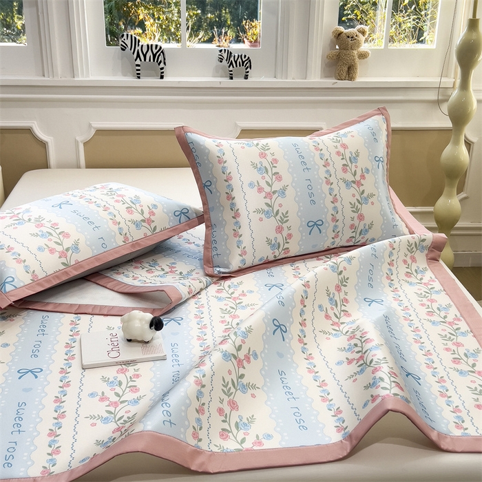 91家纺网 家纺一手货源 找家纺 布凡家居 2026新款卡通冰丝印花凉席 花藤