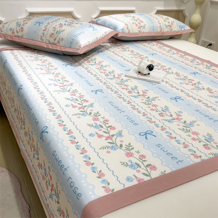 91家纺网 家纺一手货源 找家纺 布凡家居 2026新款卡通冰丝印花凉席 花藤