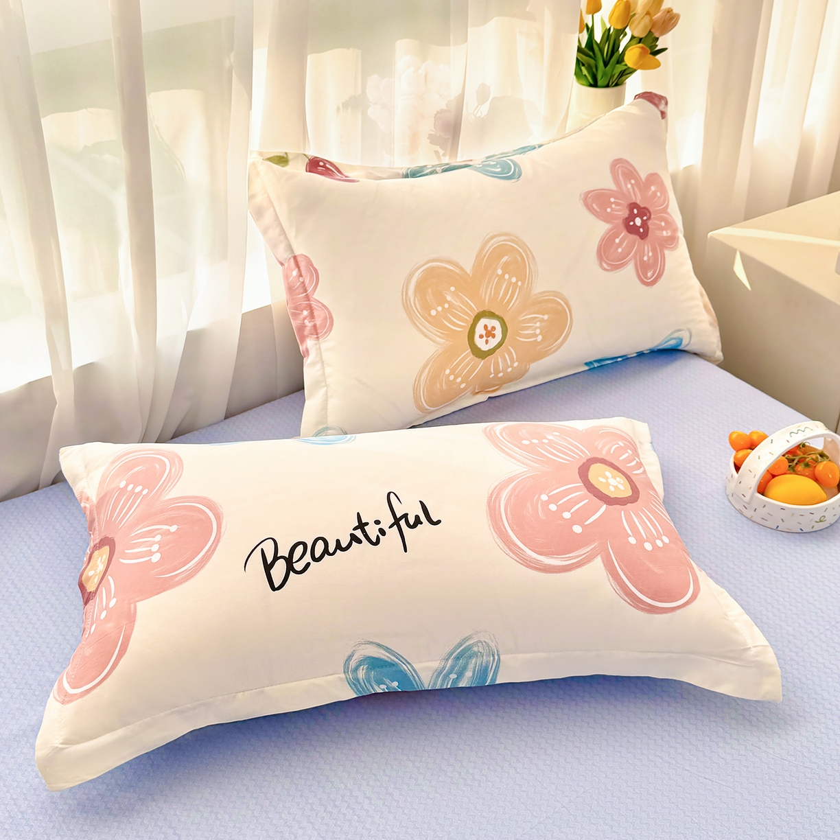 91家纺网 家纺一手货源 找家纺 寝美资家居 2026新款A类里外全棉夏凉被四件套-风格一 春夕集