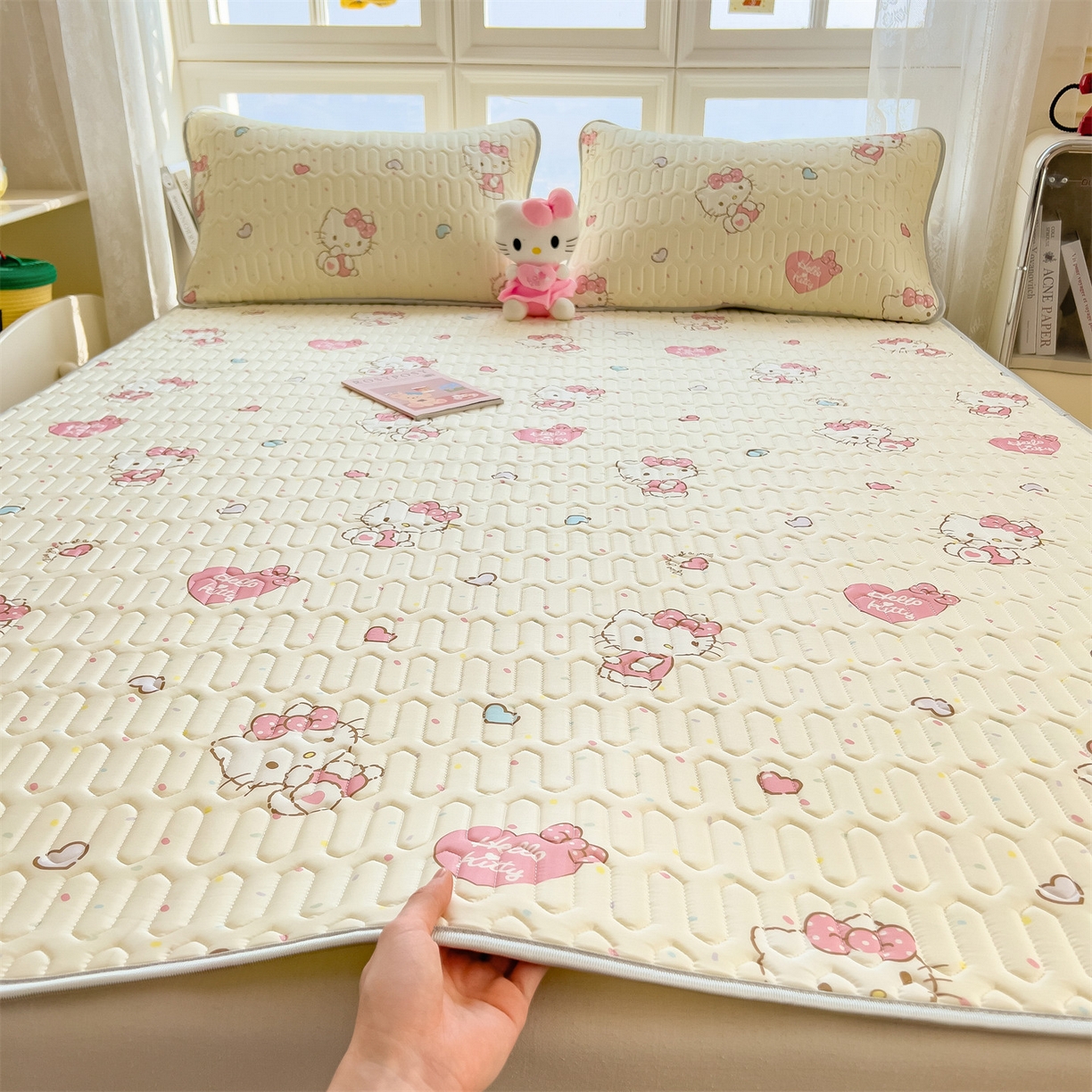 91家纺网 家纺一手货源 找家纺 兄弟坊 2026新款正版授权卡通乳胶凉席软凉席席子 乖乖凯蒂
