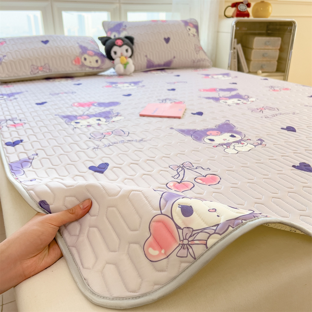 91家纺网 家纺一手货源 找家纺 兄弟坊 2026新款正版授权卡通乳胶凉席软凉席席子 甜心库洛米