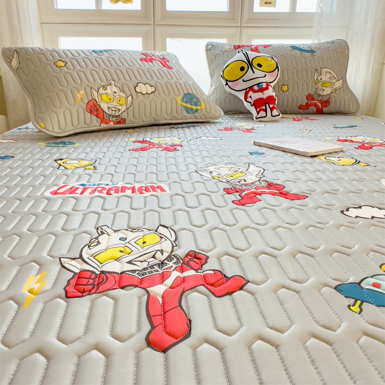 91家纺网 家纺一手货源 找家纺 兄弟坊 2026新款正版授权卡通乳胶凉席软凉席席子 奥特传奇灰