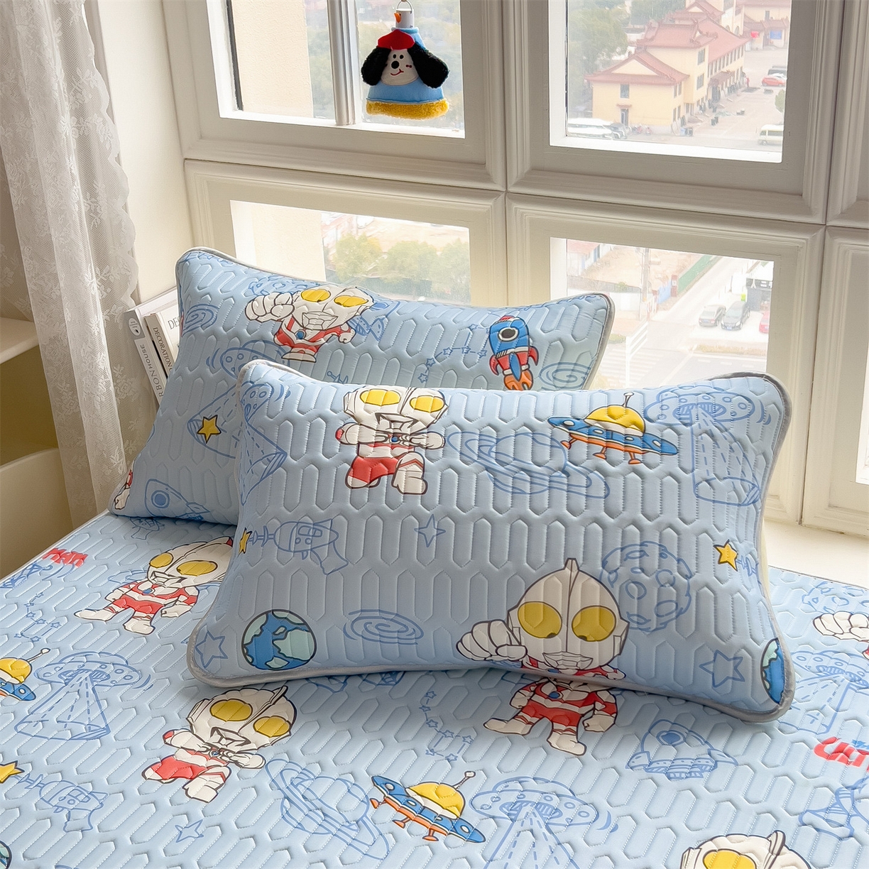 91家纺网 家纺一手货源 找家纺 兄弟坊 2026新款正版授权卡通乳胶凉席软凉席席子 奥特曼蓝