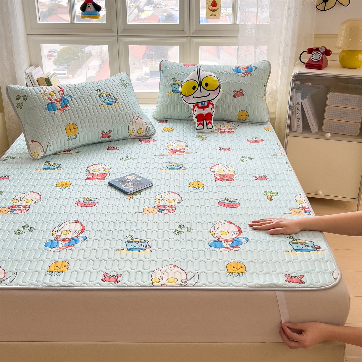 91家纺网 家纺一手货源 找家纺 兄弟坊 2026新款正版授权卡通乳胶凉席软凉席席子 夏日奥特
