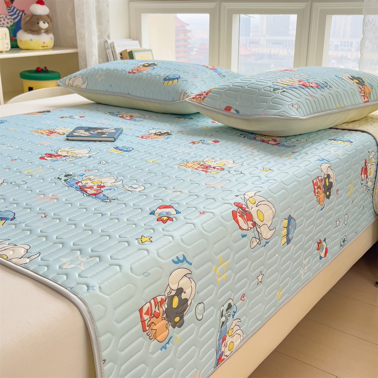 91家纺网 家纺一手货源 找家纺 兄弟坊 2026新款正版授权卡通乳胶凉席软凉席席子 奥特沙滩