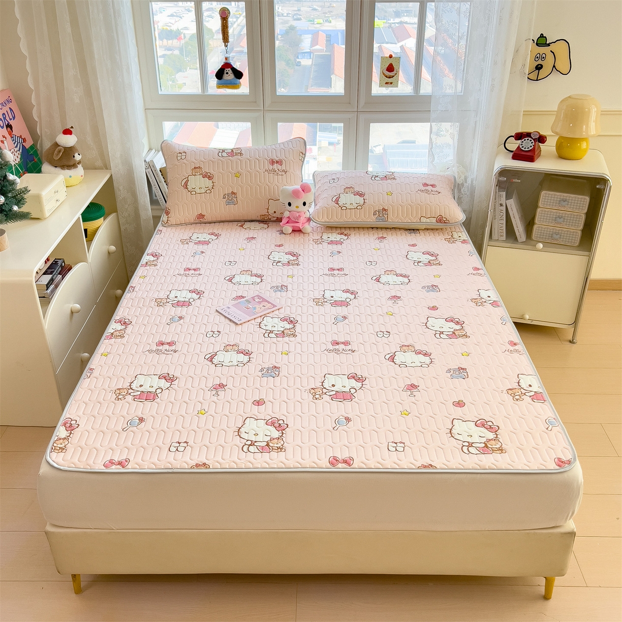 91家纺网 家纺一手货源 找家纺 兄弟坊 2026新款正版授权卡通乳胶凉席软凉席席子 凯蒂小猫