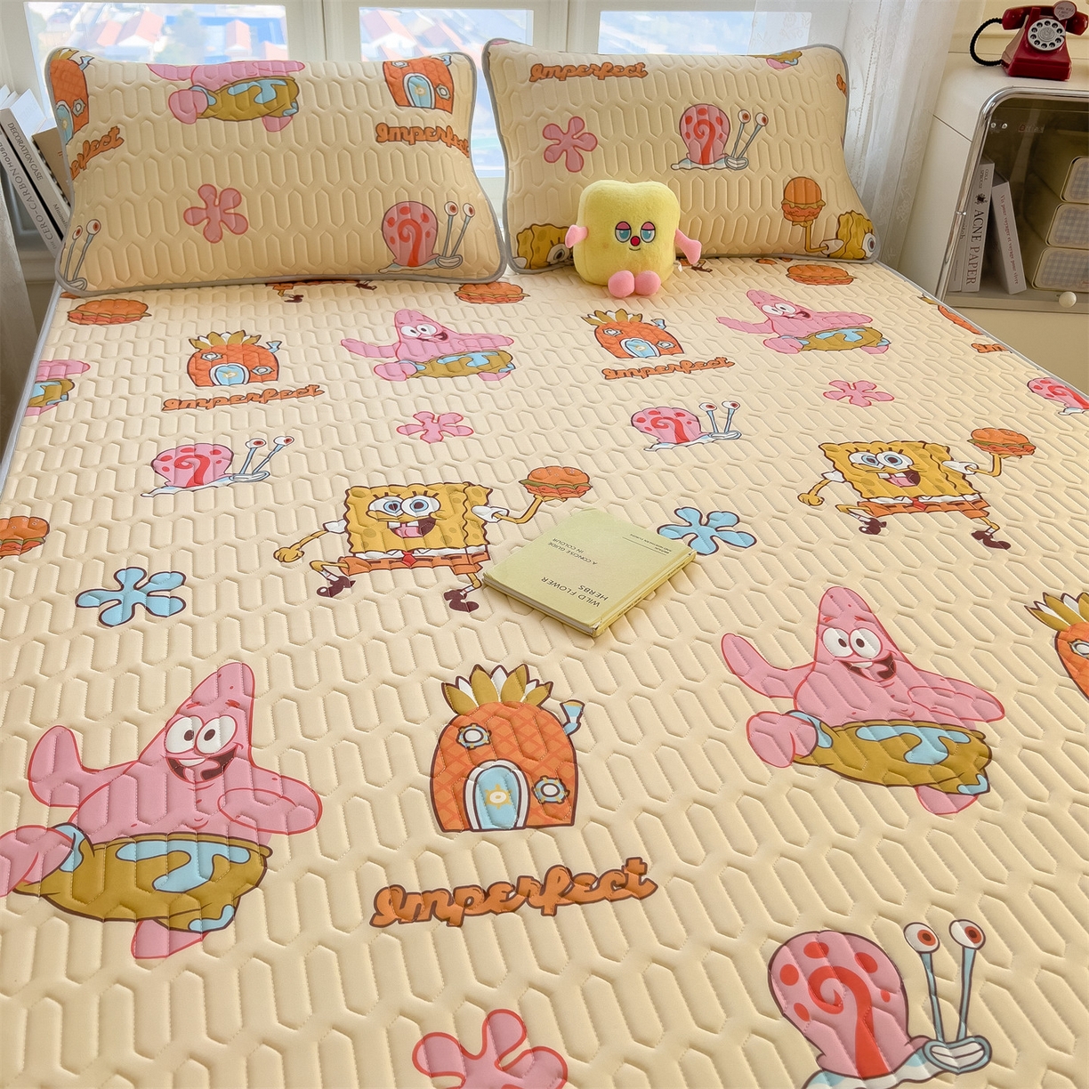 91家纺网 家纺一手货源 找家纺 兄弟坊 2026新款正版授权卡通乳胶凉席软凉席席子 海绵宝宝