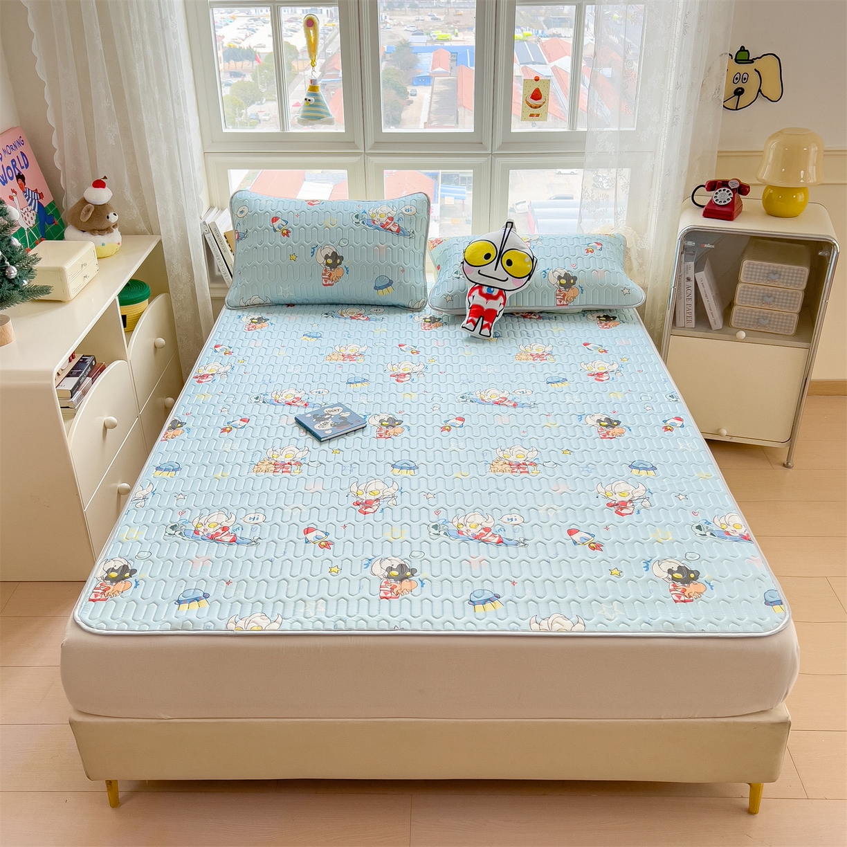 91家纺网 家纺一手货源 找家纺 兄弟坊 2026新款正版授权卡通乳胶凉席软凉席席子 奥特沙滩