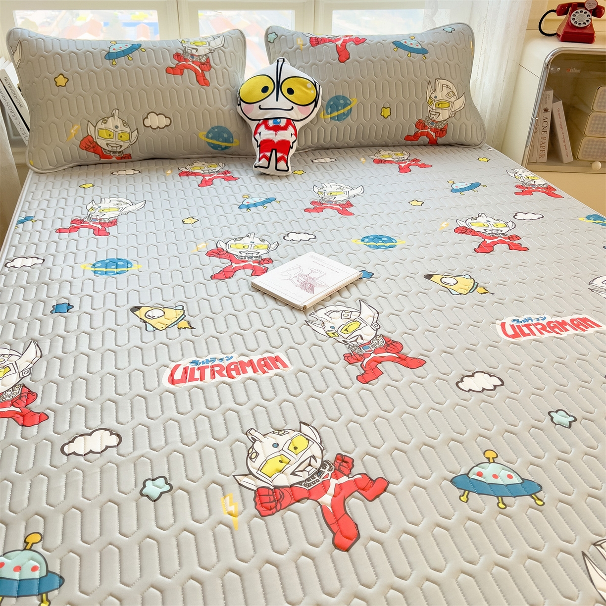 91家纺网 家纺一手货源 找家纺 兄弟坊 2026新款正版授权卡通乳胶凉席软凉席席子 奥特传奇灰