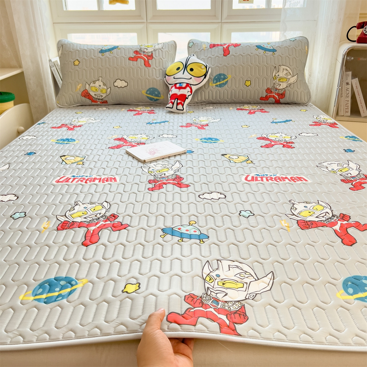 91家纺网 家纺一手货源 找家纺 兄弟坊 2026新款正版授权卡通乳胶凉席软凉席席子 奥特传奇灰