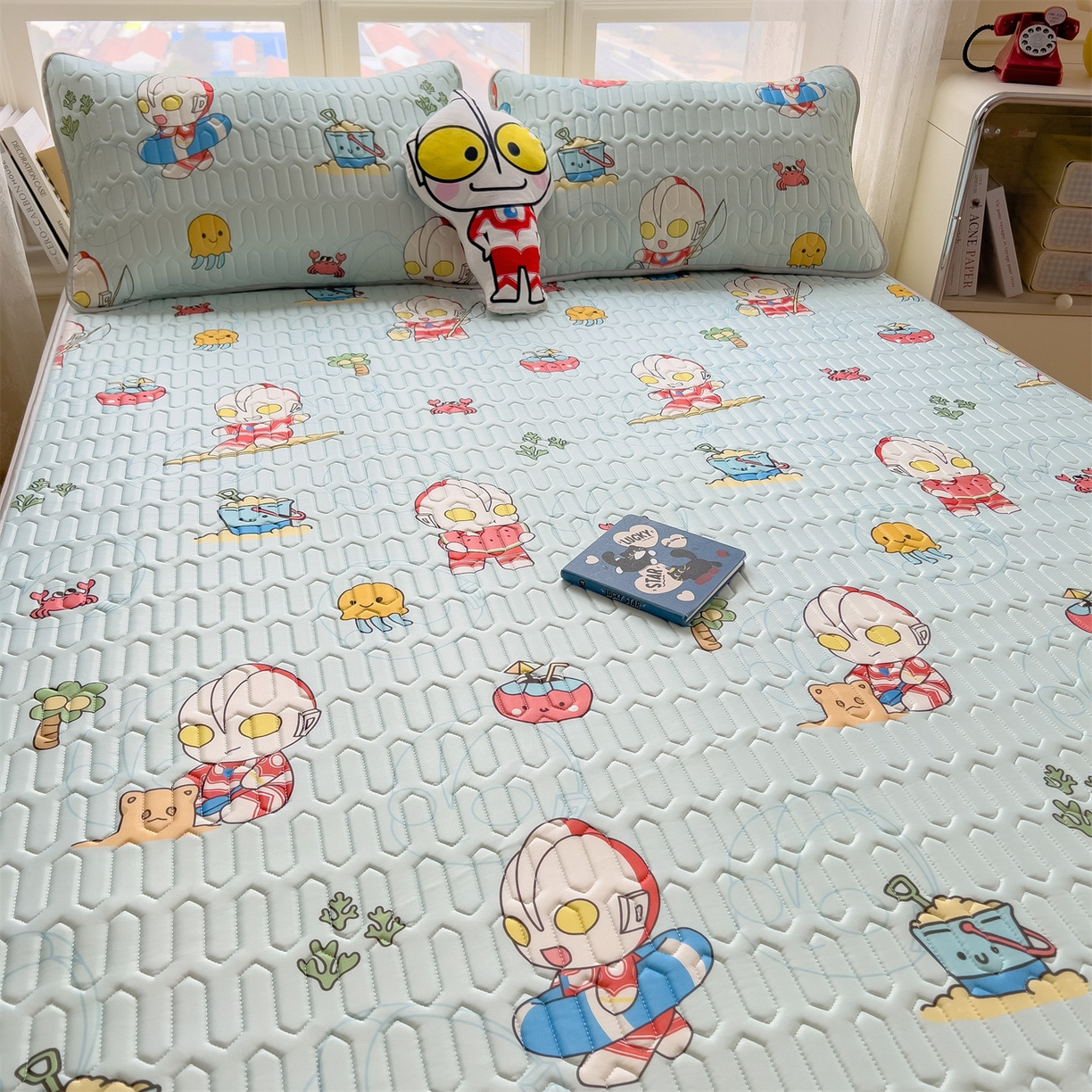 91家纺网 家纺一手货源 找家纺 兄弟坊 2026新款正版授权卡通乳胶凉席软凉席席子 夏日奥特