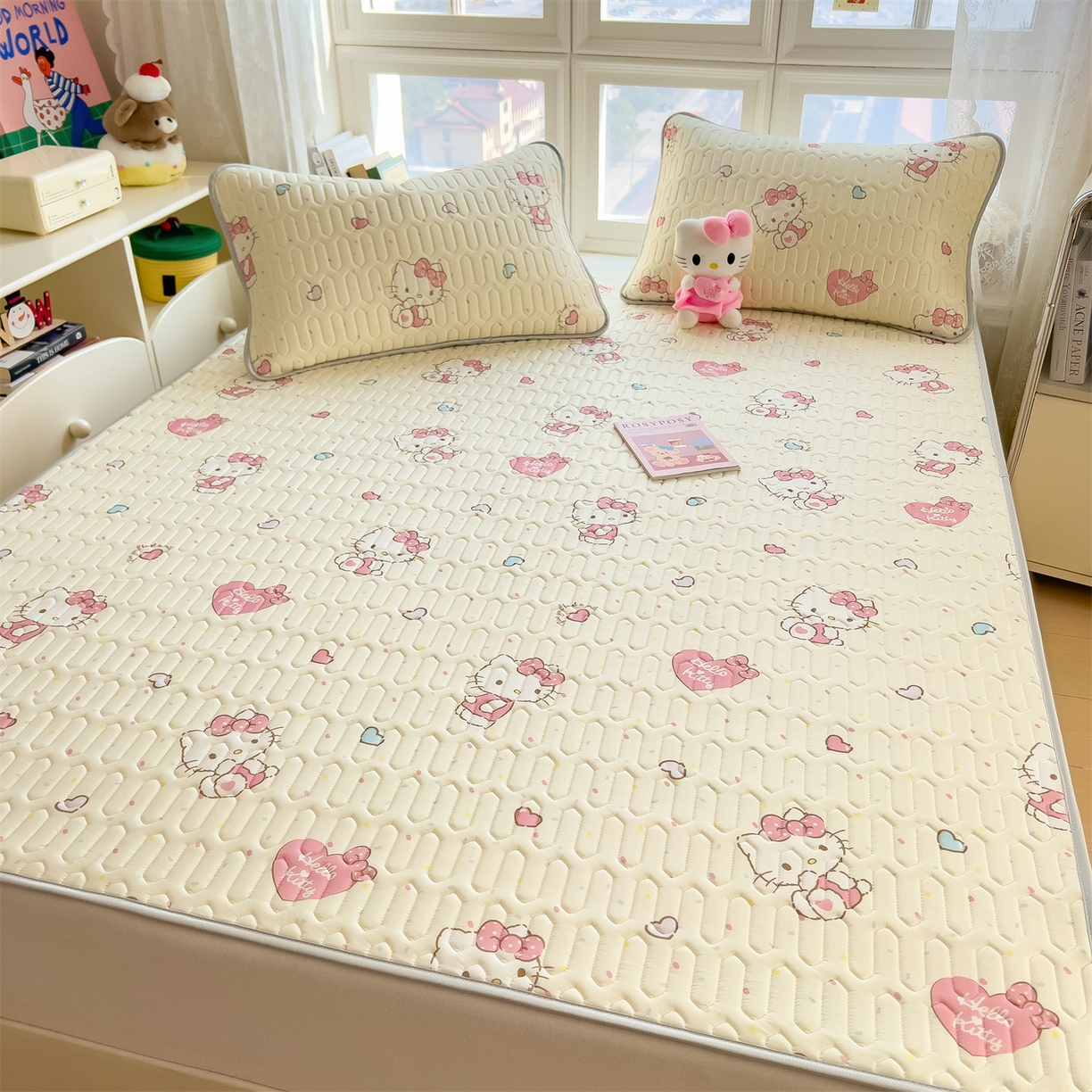 91家纺网 家纺一手货源 找家纺 兄弟坊 2026新款正版授权卡通乳胶凉席软凉席席子 乖乖凯蒂