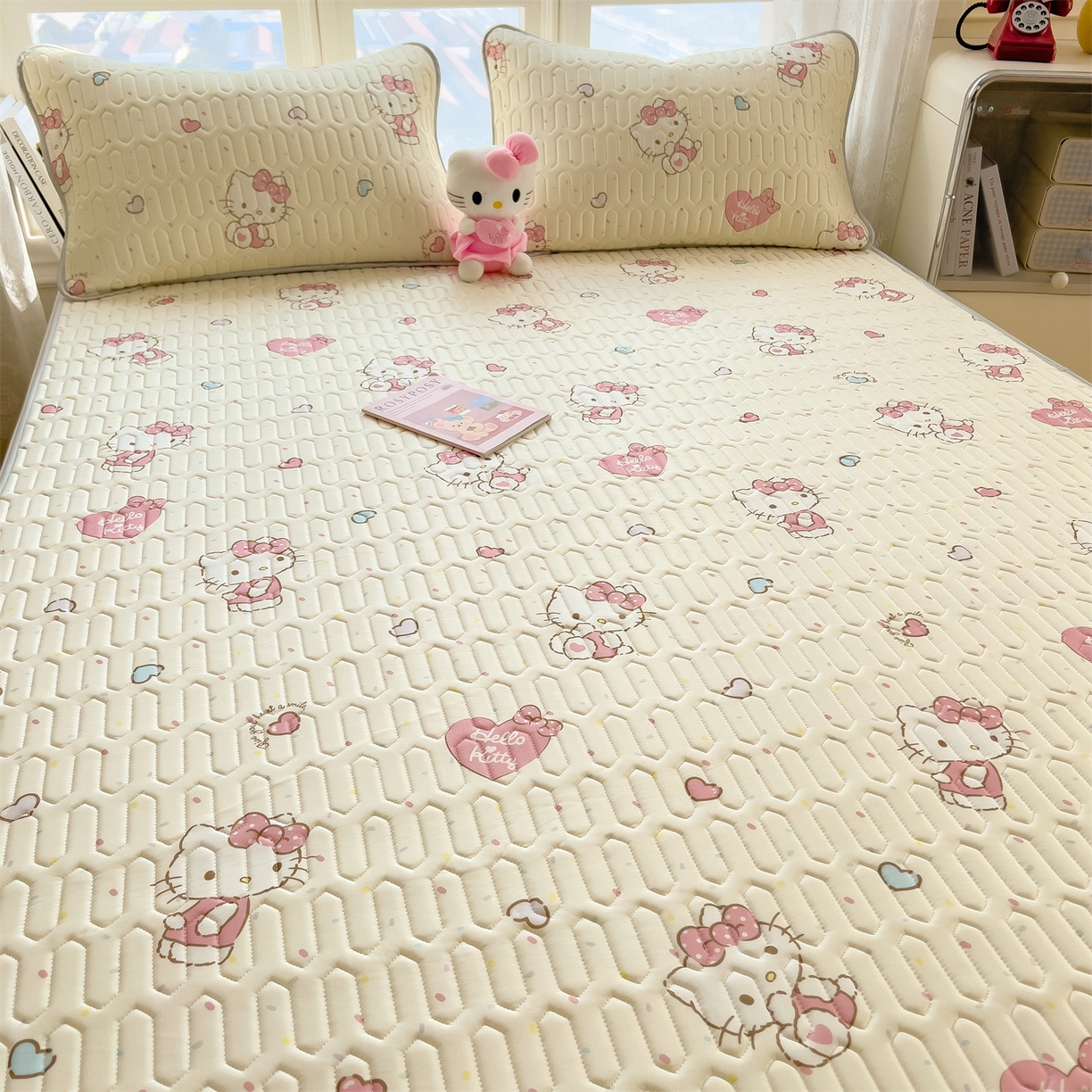 91家纺网 家纺一手货源 找家纺 兄弟坊 2026新款正版授权卡通乳胶凉席软凉席席子 乖乖凯蒂