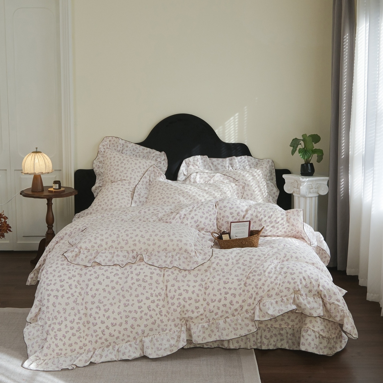 91家纺网 家纺一手货源 找家纺 （总）庭笙 2026新款法式复古花边夹棉床盖床盖四件套