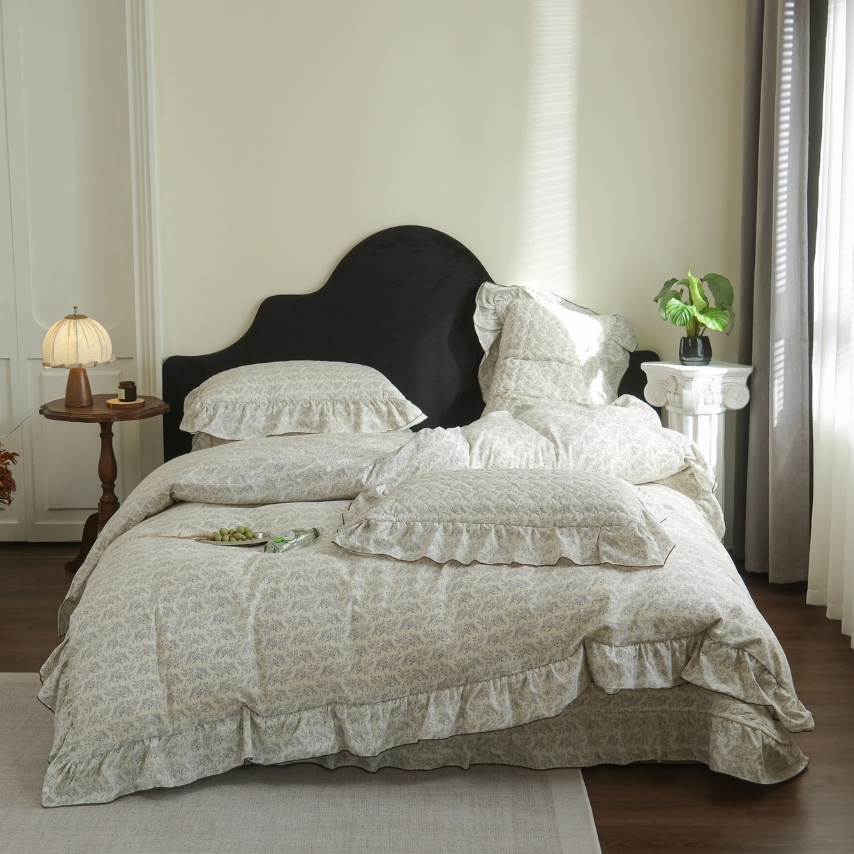 91家纺网 家纺一手货源 找家纺 （总）庭笙 2026新款法式复古花边夹棉床盖床盖四件套