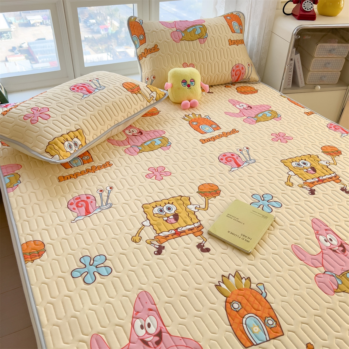 91家纺网 家纺一手货源 找家纺 兄弟坊 2026新款正版授权卡通乳胶凉席软凉席席子 海绵宝宝