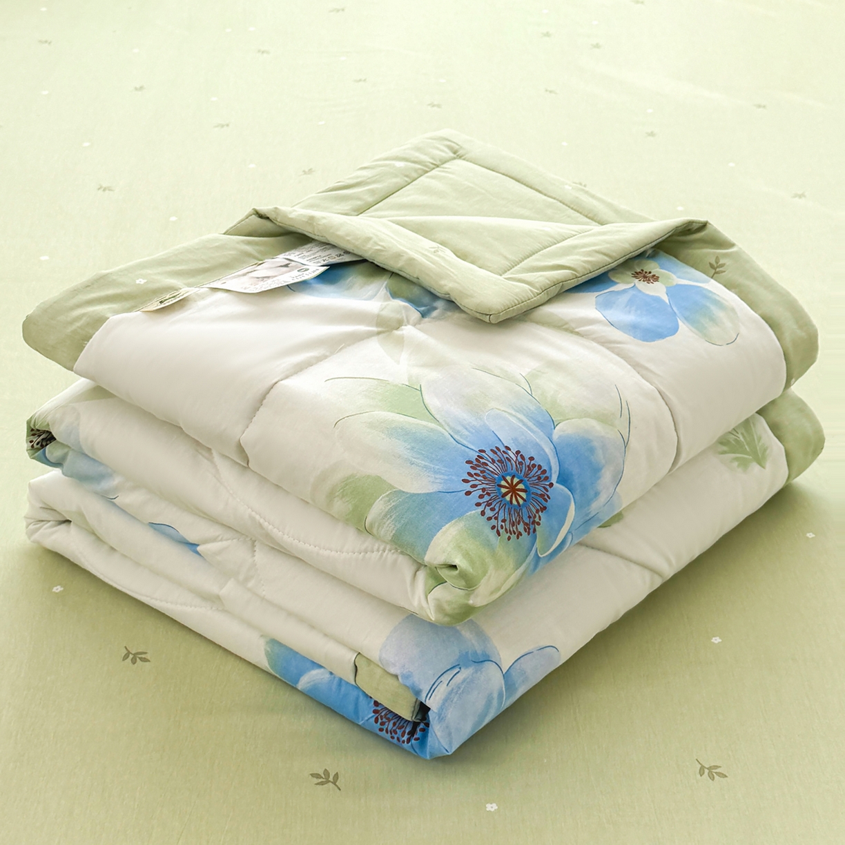 91家纺网 家纺一手货源 找家纺 寝美资家居 2026新款A类里外全棉夏凉被四件套-风格一 花期蓝