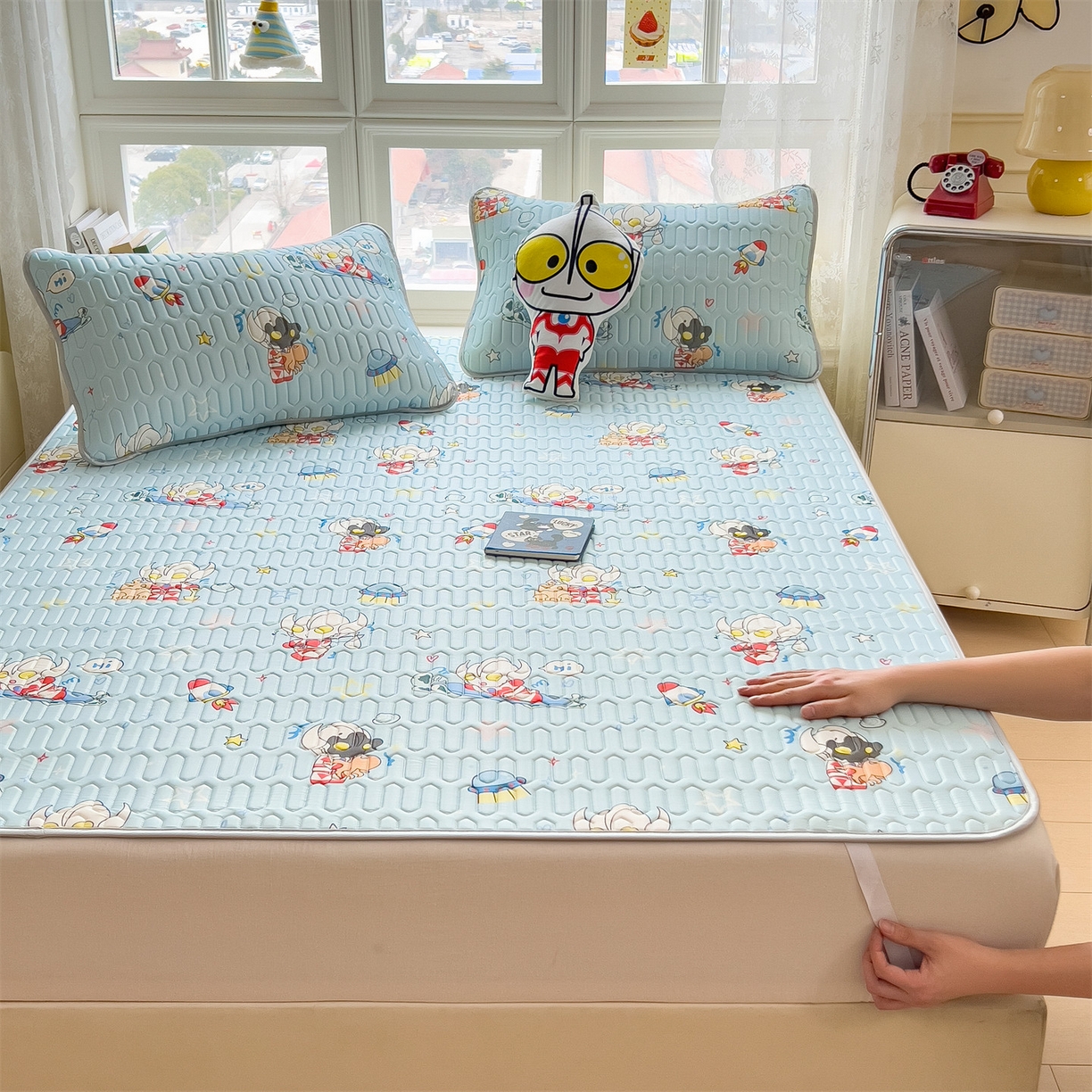 91家纺网 家纺一手货源 找家纺 兄弟坊 2026新款正版授权卡通乳胶凉席软凉席席子 奥特沙滩