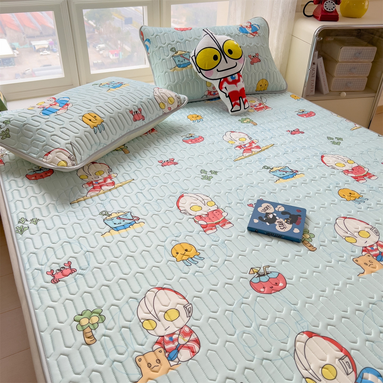 91家纺网 家纺一手货源 找家纺 兄弟坊 2026新款正版授权卡通乳胶凉席软凉席席子 夏日奥特