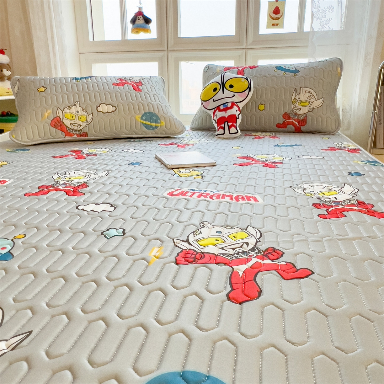 91家纺网 家纺一手货源 找家纺 兄弟坊 2026新款正版授权卡通乳胶凉席软凉席席子 奥特传奇灰