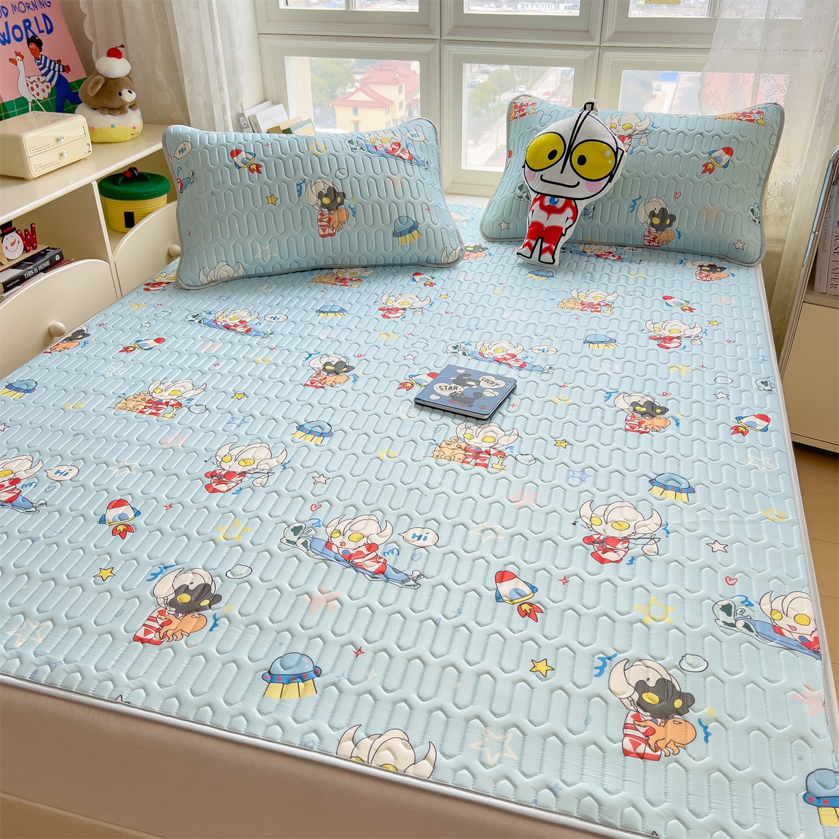 91家纺网 家纺一手货源 找家纺 兄弟坊 2026新款正版授权卡通乳胶凉席软凉席席子 奥特沙滩