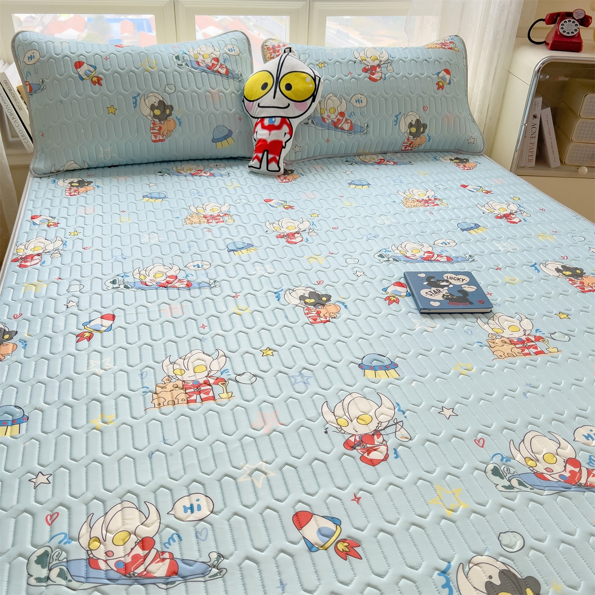 91家纺网 家纺一手货源 找家纺 兄弟坊 2026新款正版授权卡通乳胶凉席软凉席席子 奥特沙滩