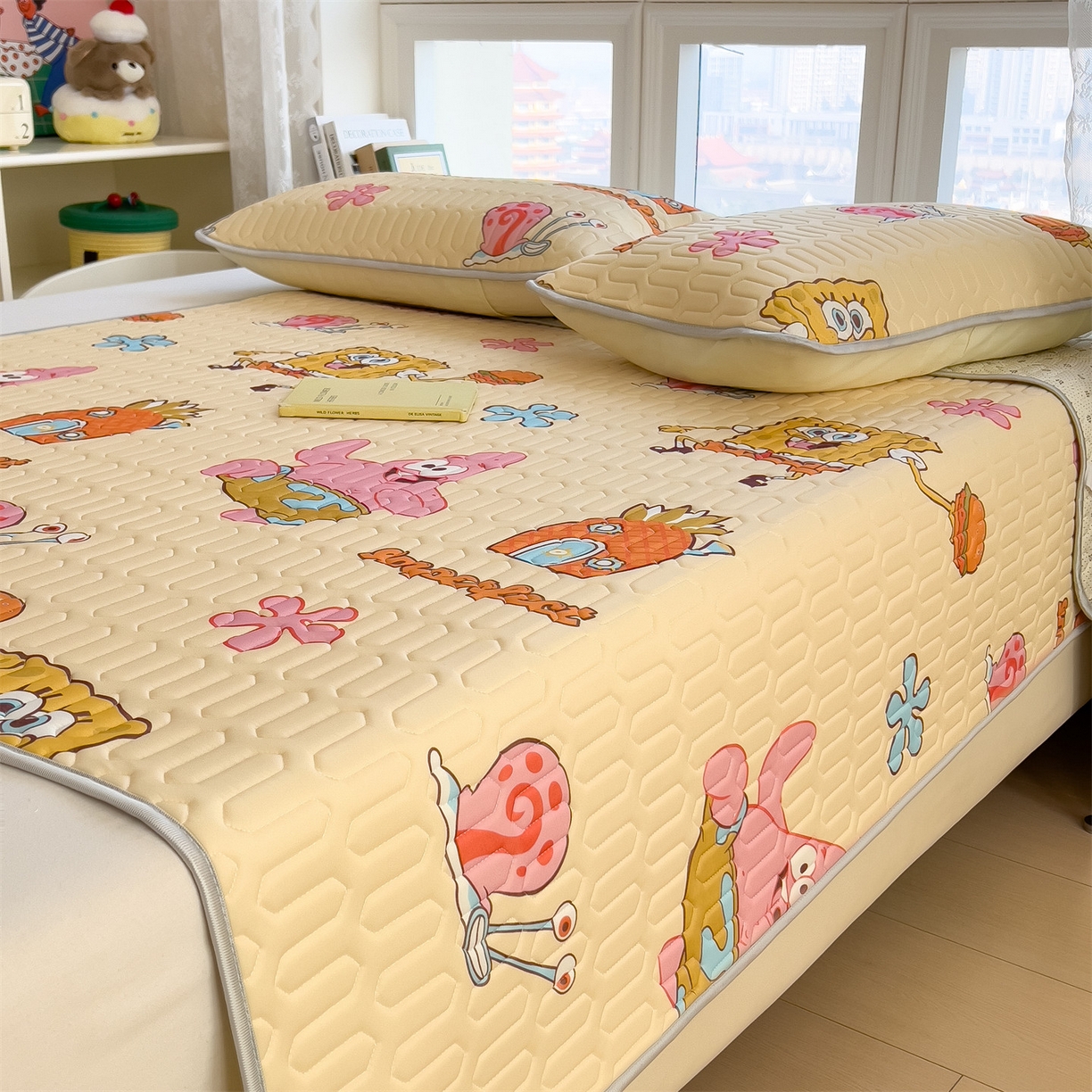 91家纺网 家纺一手货源 找家纺 兄弟坊 2026新款正版授权卡通乳胶凉席软凉席席子 海绵宝宝