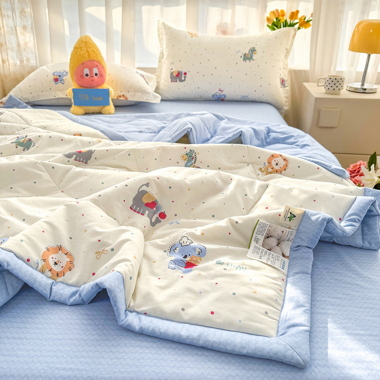 91家纺网 家纺一手货源 找家纺 寝美资家居 2026新款A类里外全棉夏凉被四件套-风格一 酷酷马