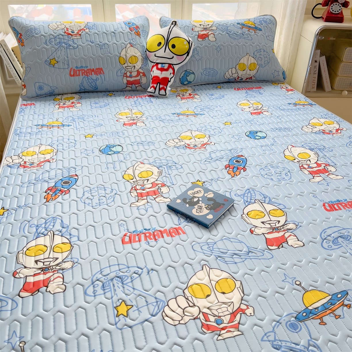 91家纺网 家纺一手货源 找家纺 兄弟坊 2026新款正版授权卡通乳胶凉席软凉席席子 奥特曼蓝