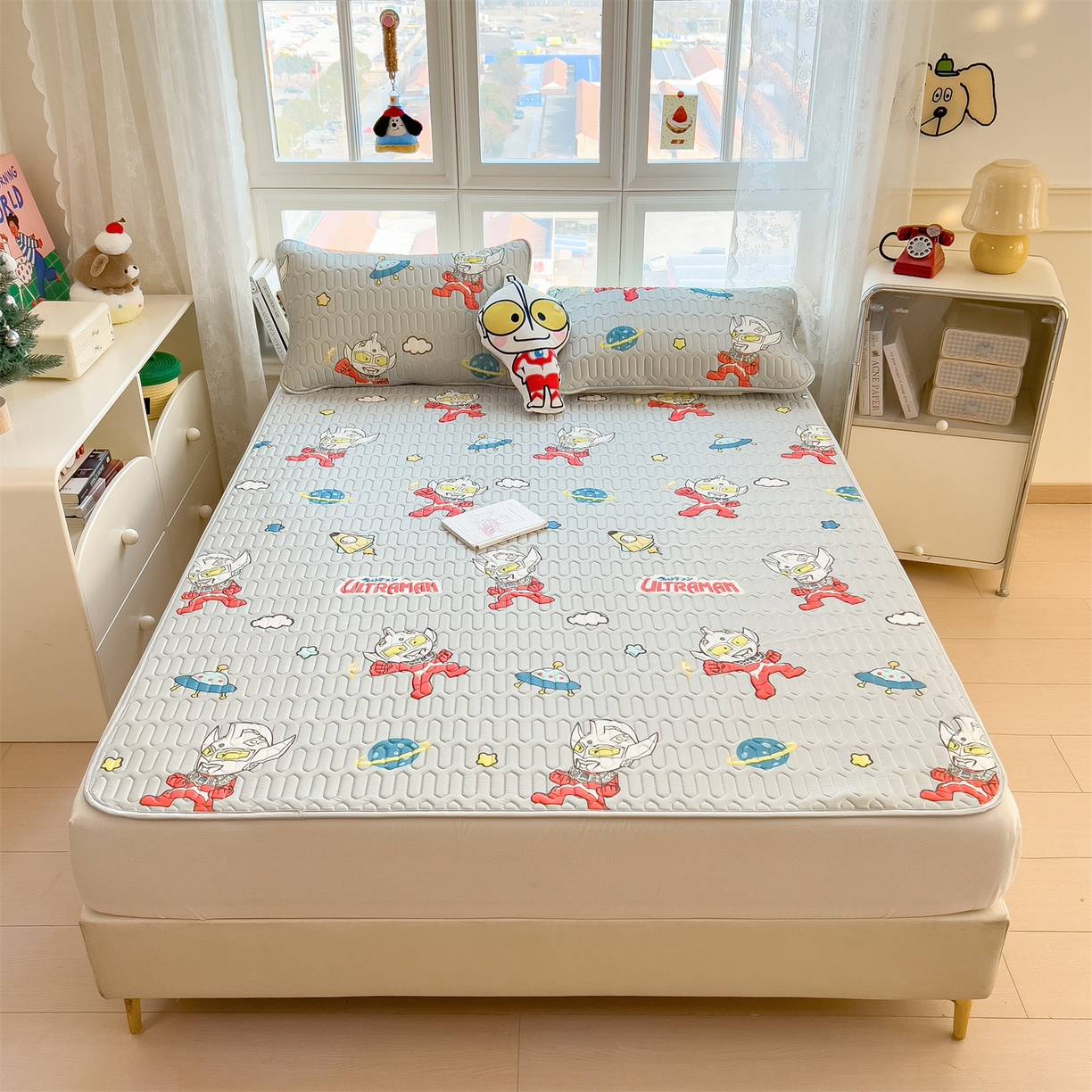 91家纺网 家纺一手货源 找家纺 兄弟坊 2026新款正版授权卡通乳胶凉席软凉席席子 奥特传奇灰