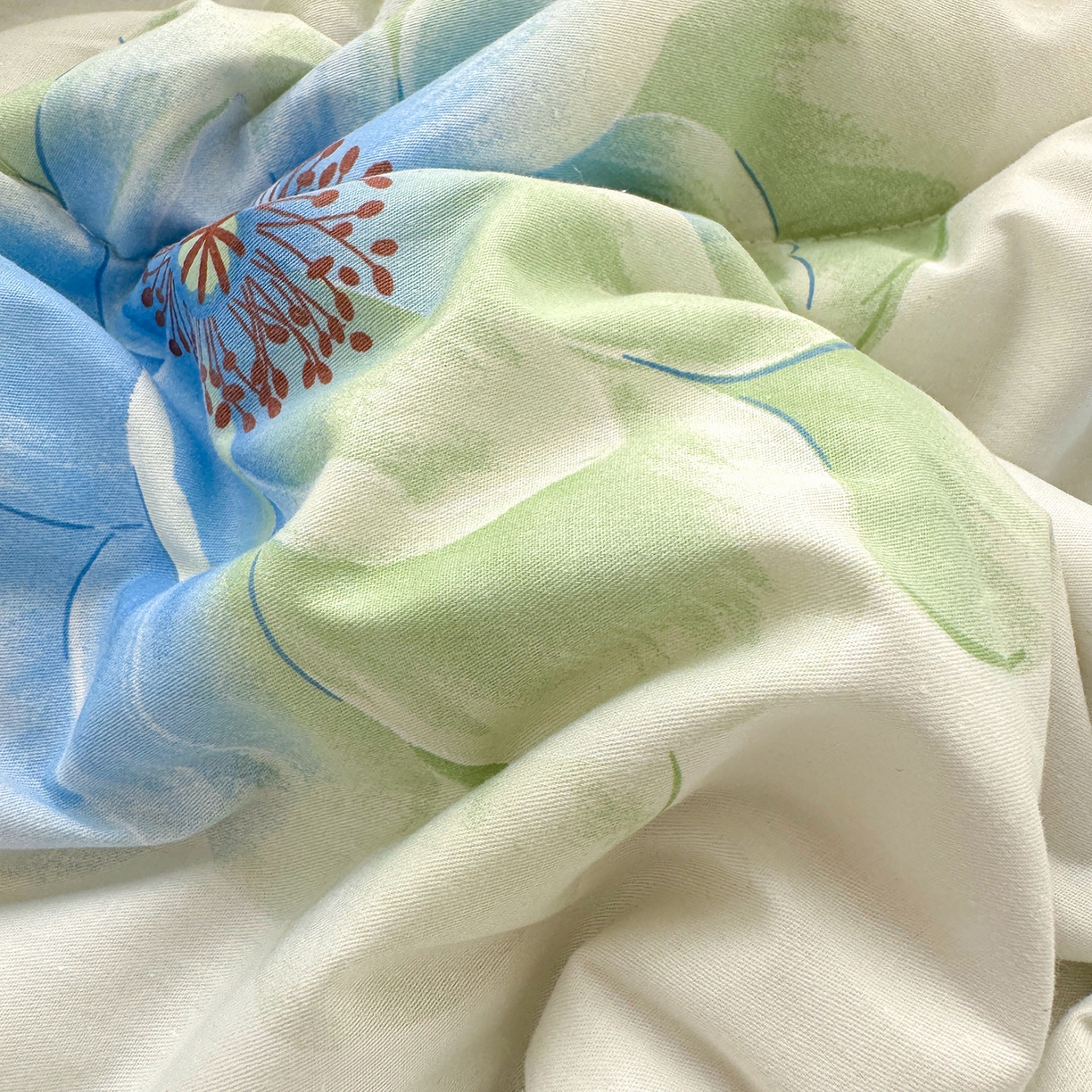 91家纺网 家纺一手货源 找家纺 寝美资家居 2026新款A类里外全棉夏凉被四件套-风格一 花期蓝