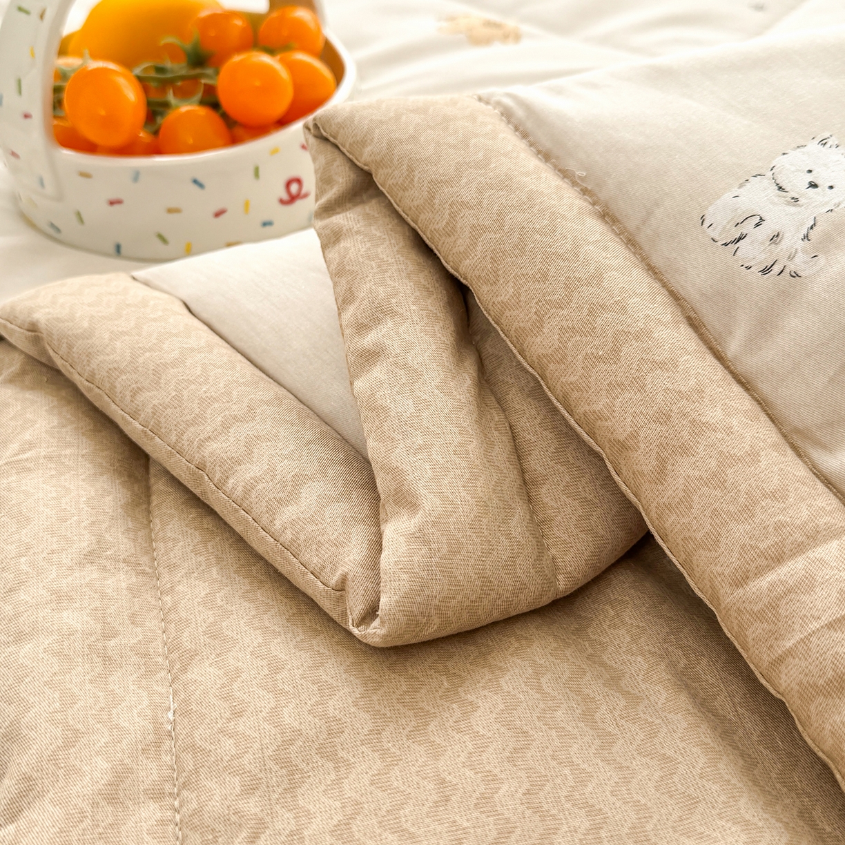 91家纺网 家纺一手货源 找家纺 寝美资家居 2026新款A类里外全棉夏凉被四件套-风格一 旺柴犬