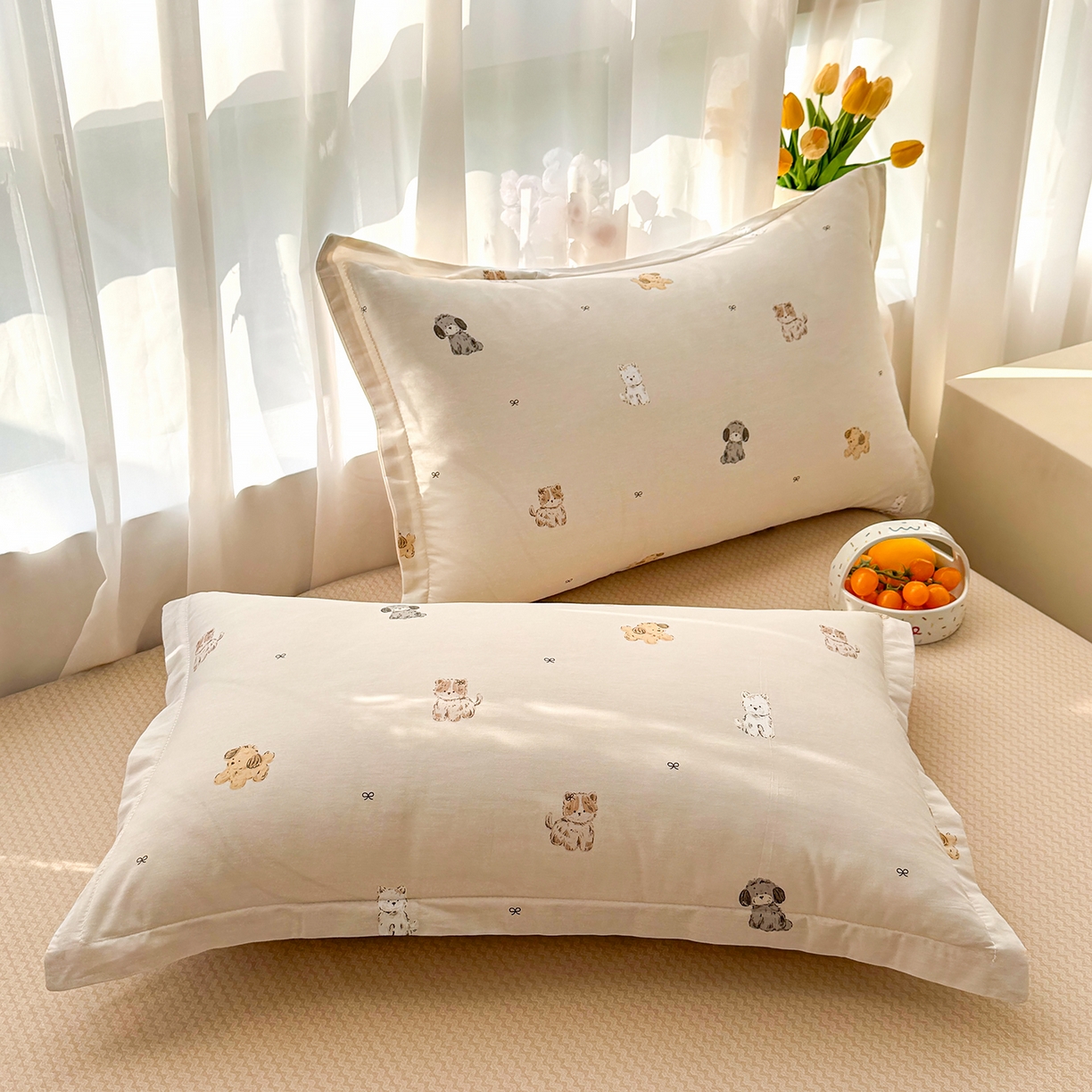 91家纺网 家纺一手货源 找家纺 寝美资家居 2026新款A类里外全棉夏凉被四件套-风格一 旺柴犬