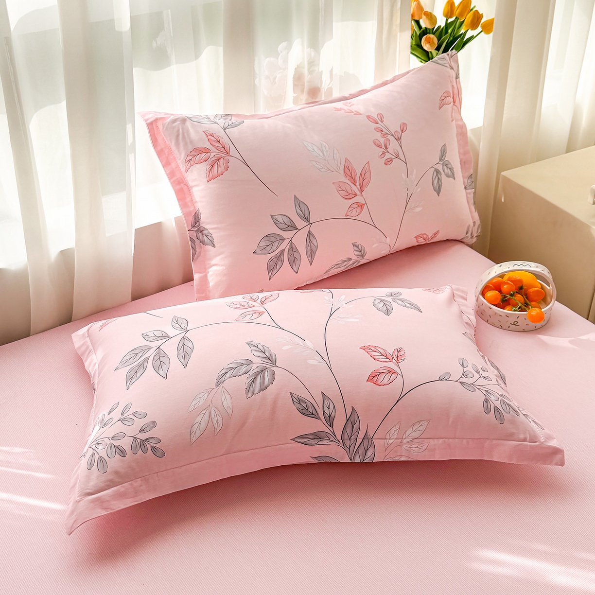 91家纺网 家纺一手货源 找家纺 寝美资家居 2026新款A类里外全棉夏凉被四件套-风格一 素色花蔓