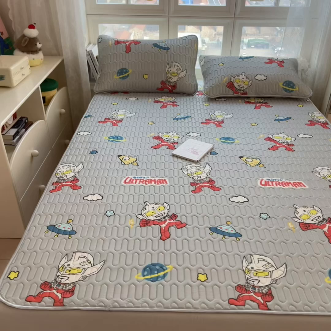 91家纺网 家纺一手货源 找家纺 兄弟坊 2026新款正版授权卡通乳胶凉席软凉席席子 奥特传奇灰