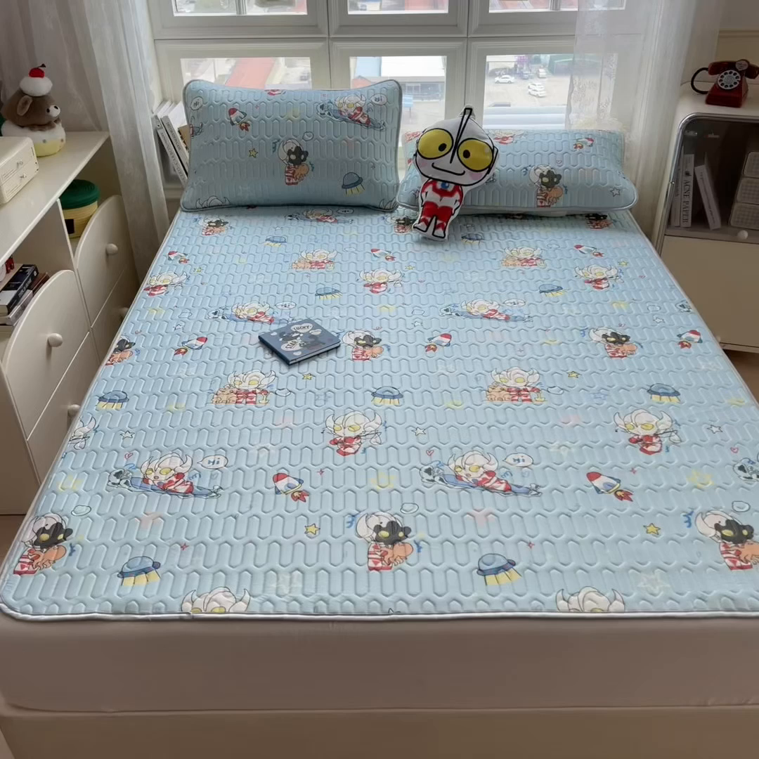 91家纺网 家纺一手货源 找家纺 兄弟坊 2026新款正版授权卡通乳胶凉席软凉席席子 奥特沙滩